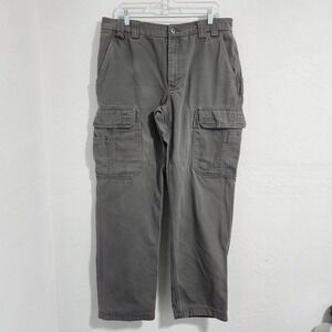 Duluth Trading Pants Mens 38x34 Gray Cotton Straight Leg Workwear Utility Cargo